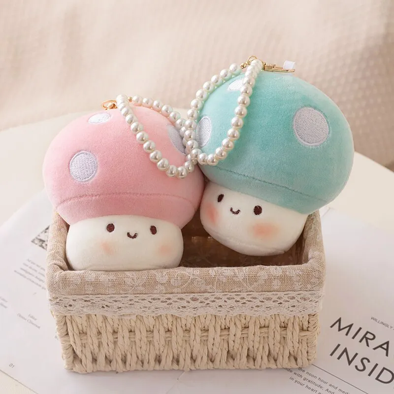 10cm Kawaii Mushroom Pearl Ring Plushie