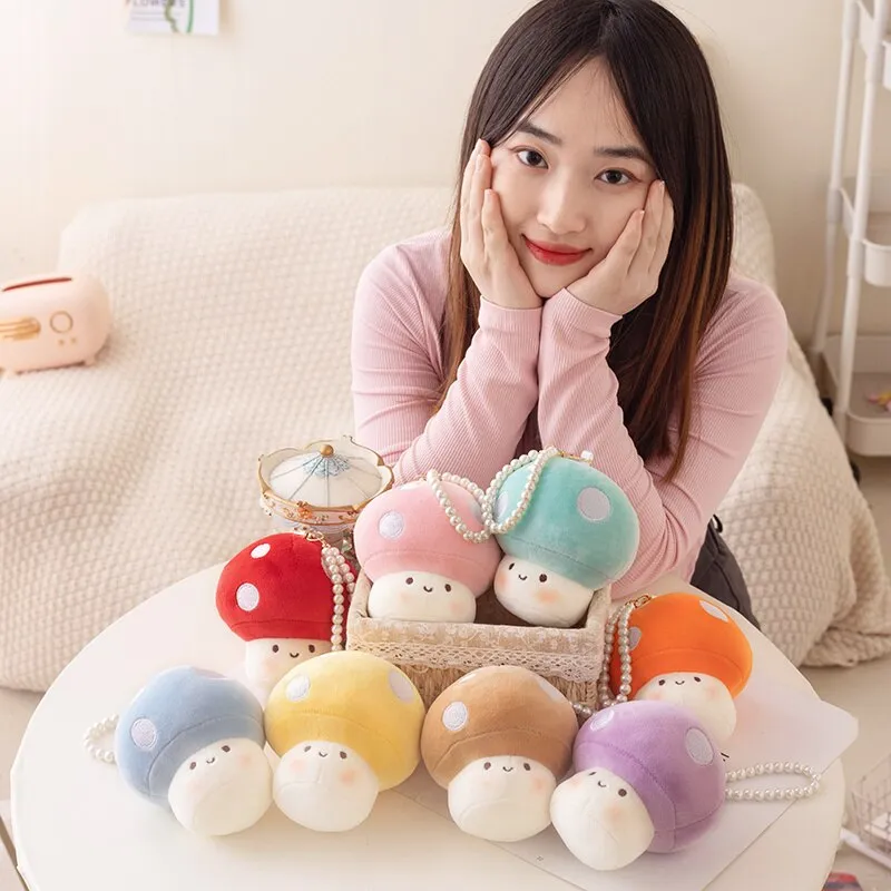 10cm Kawaii Mushroom Pearl Ring Plushie