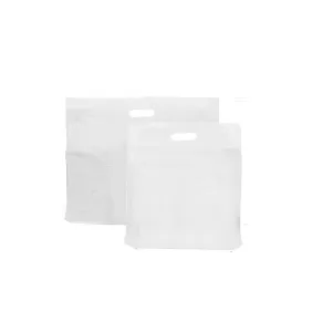 12 x 12 x 4 30mu White Patch Handle Plastic Carrier Bags (B2)