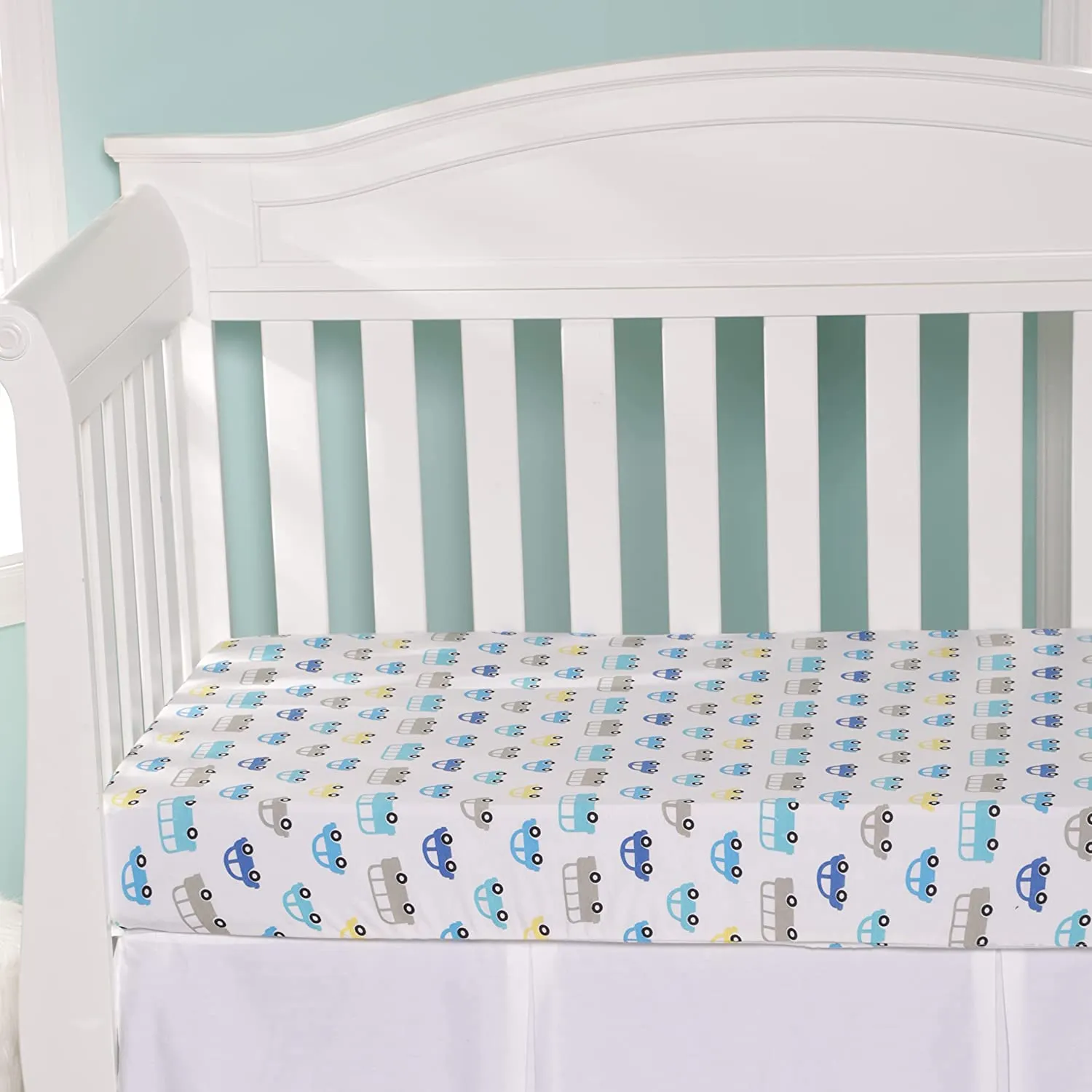 2 Pack Fitted Crib Sheet - Cars/Chevron