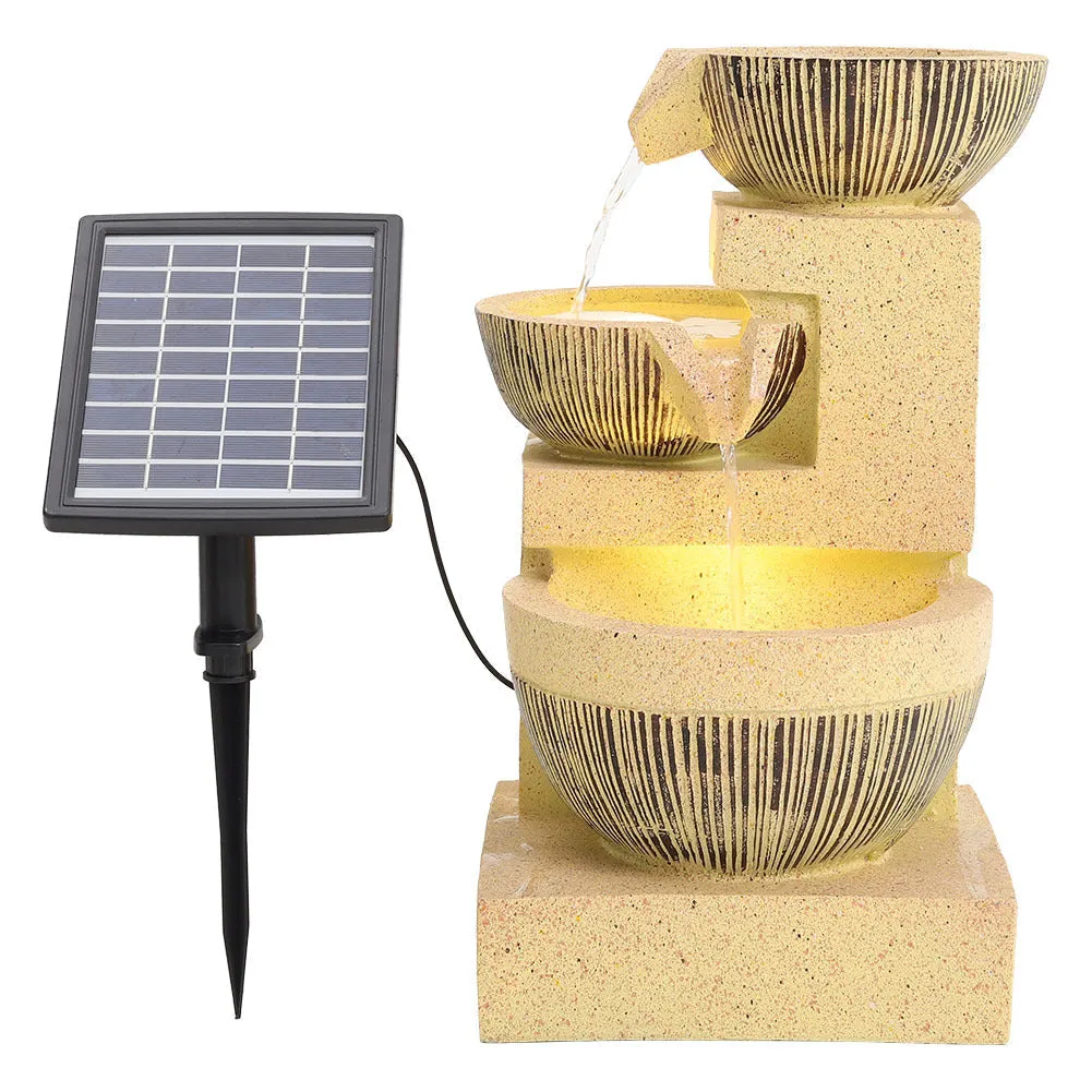 3 Bowls Outdoor Fountain Garden Decoration Solar Powered Pump Waterfall