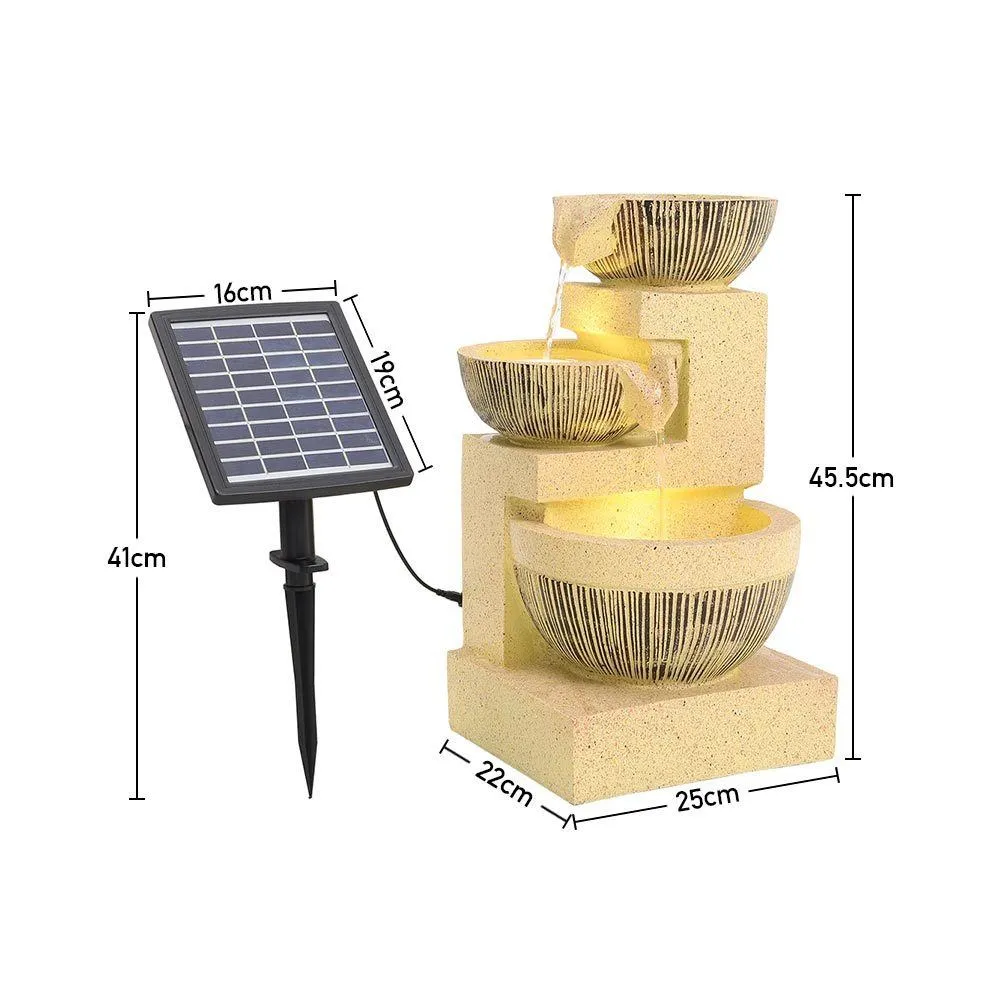 3 Bowls Outdoor Fountain Garden Decoration Solar Powered Pump Waterfall