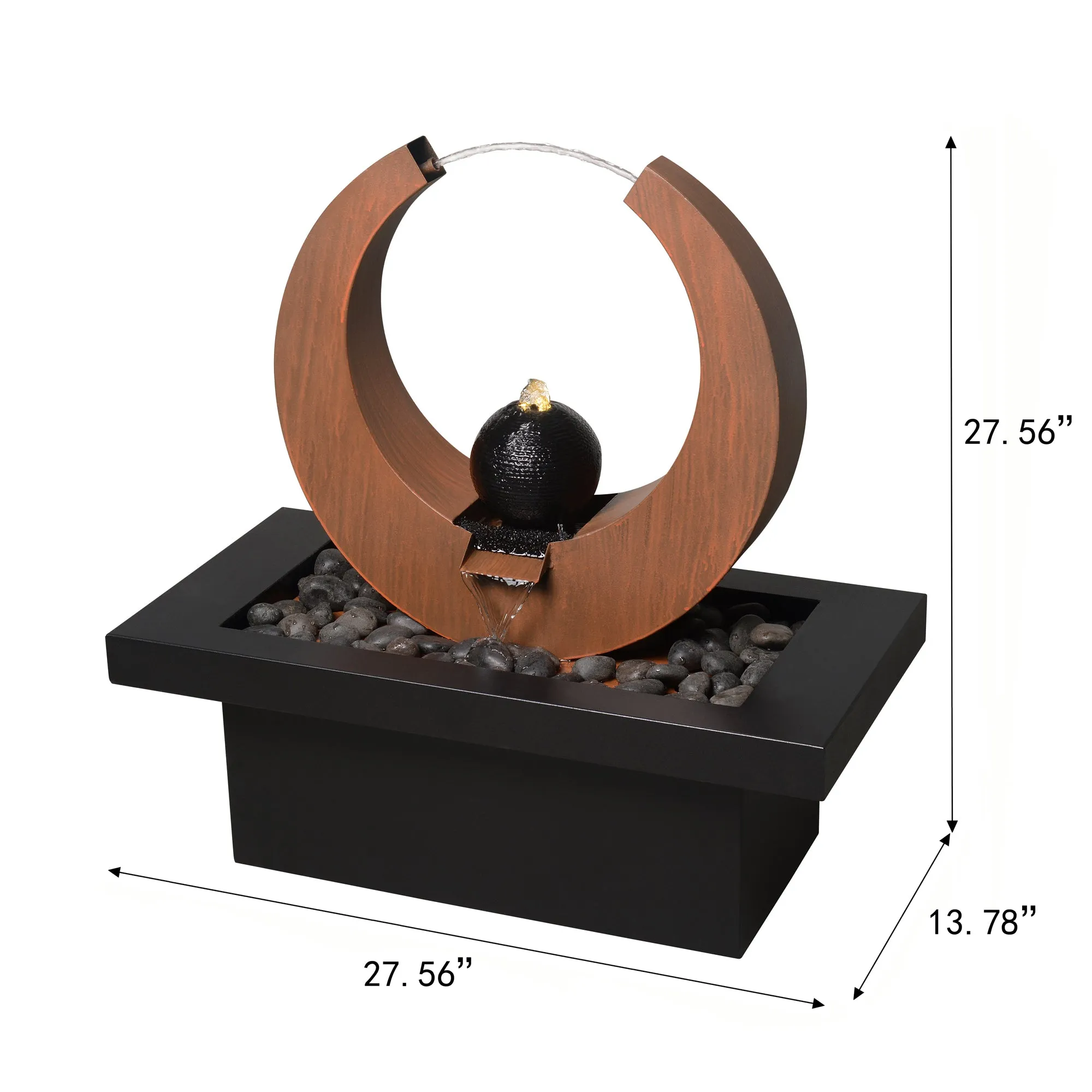 79532-Q-BR -  Metal Fountain - Rusty Top with Black Basin