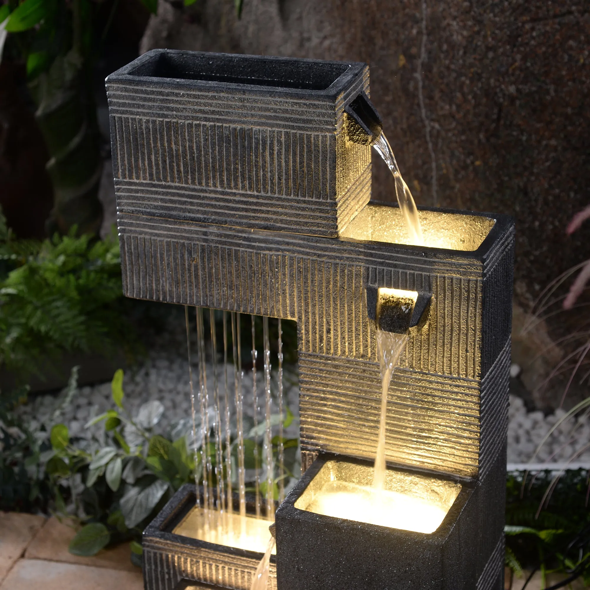 79760 -  Contemporary Fountain with Lights - Dark Elegance