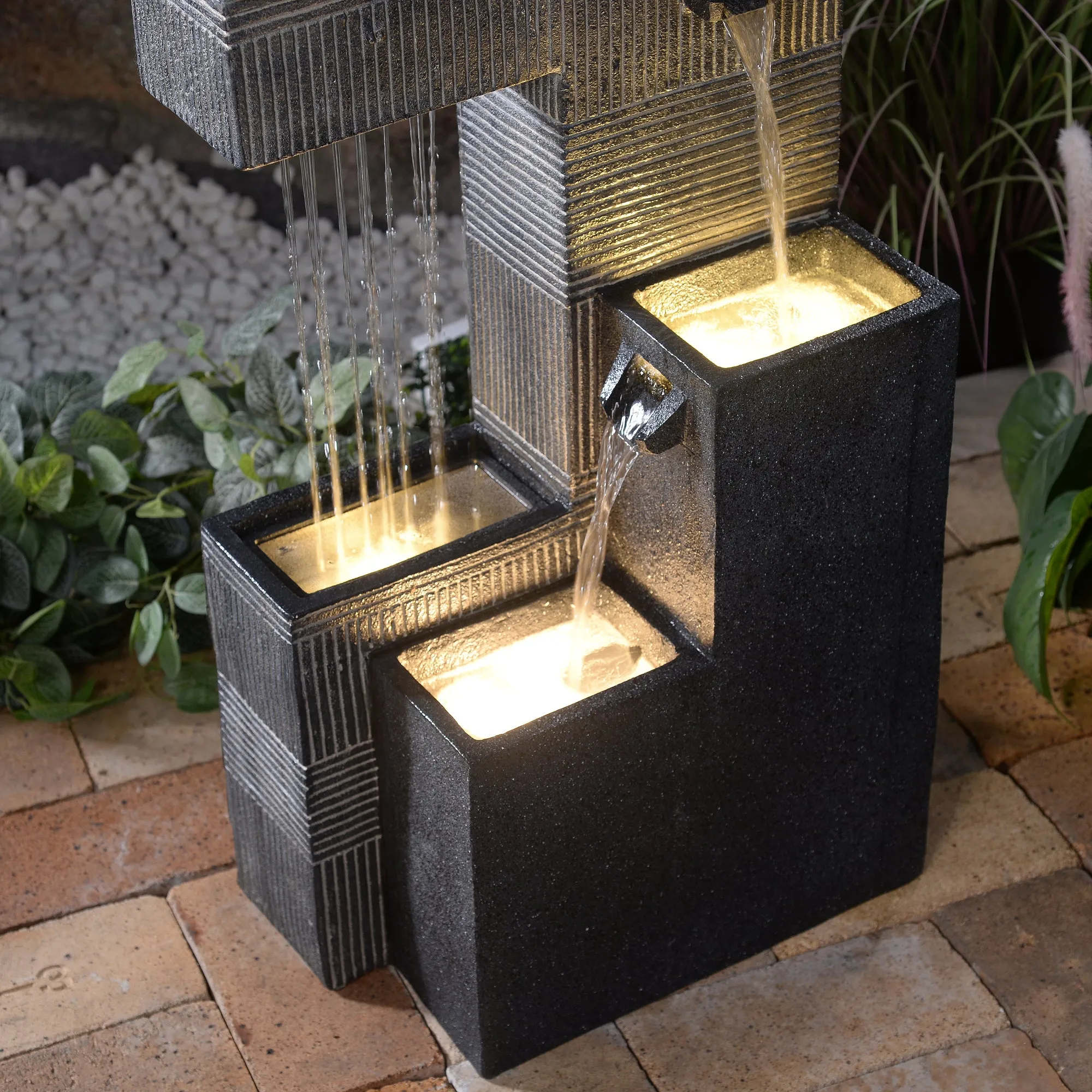 79760 -  Contemporary Fountain with Lights - Dark Elegance