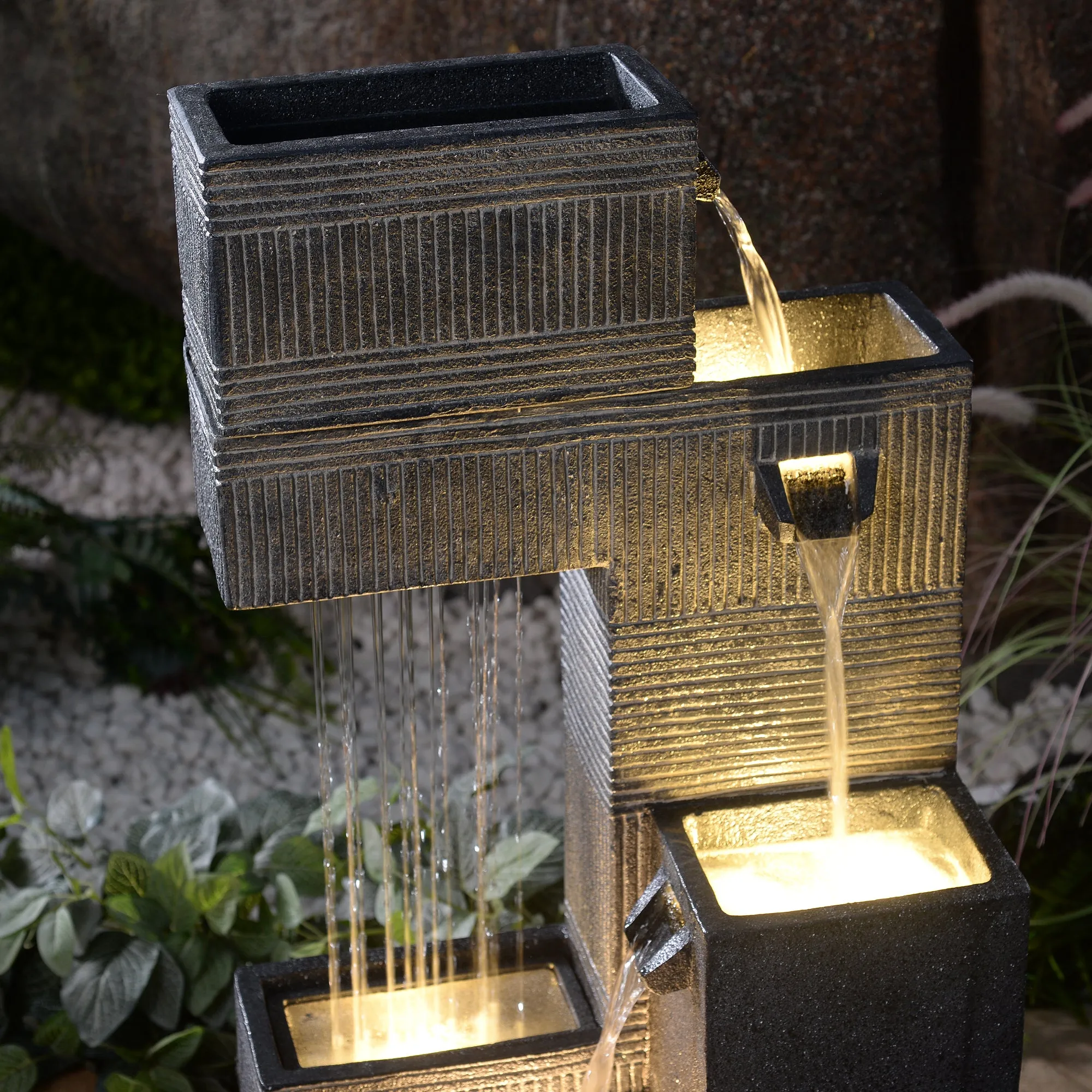 79760 -  Contemporary Fountain with Lights - Dark Elegance