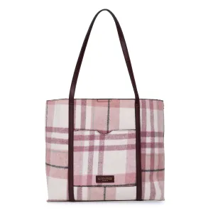 Accessorize London Women'S Fabric Pink Kensington Check Tote Bag