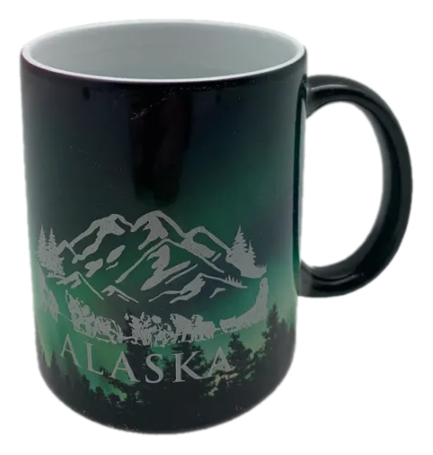 Alaska Northern Lights Dog Team Color Changing Mug 12 oz