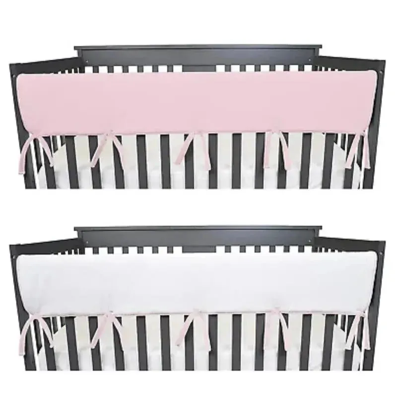 American Baby - Long Crib Rail Cover, Pink/White