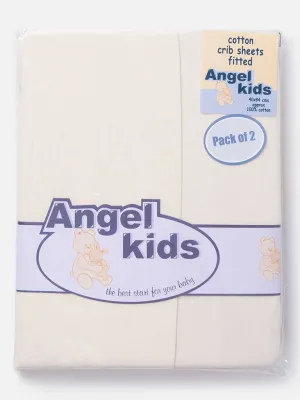 Baby Angel Kids Cotton Fitted Sheets (Pack of 2)-Ivory