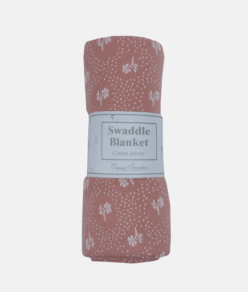 Baby Swaddling Blanket - Old Rose White Dots