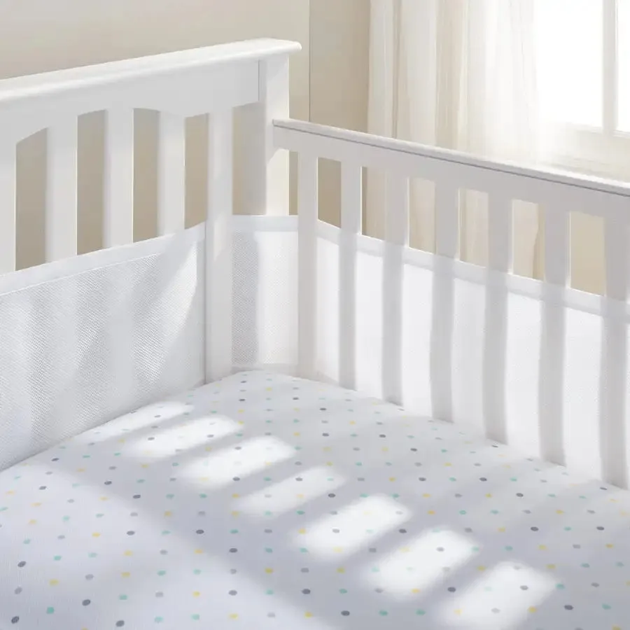 Breathable Baby Mesh Cot Liner 4 Sides - White