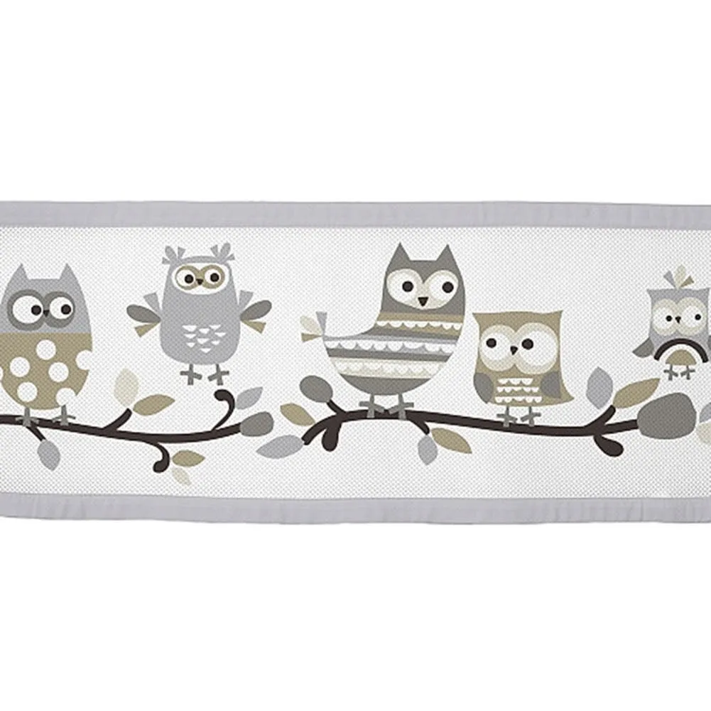 BreathableBaby Classic Mesh Crib Liner - Owl Fun Gray