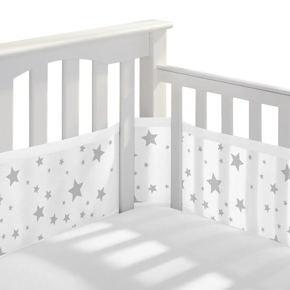 BreathableBaby Classic Mesh Crib Liner - Star Light White & Gray