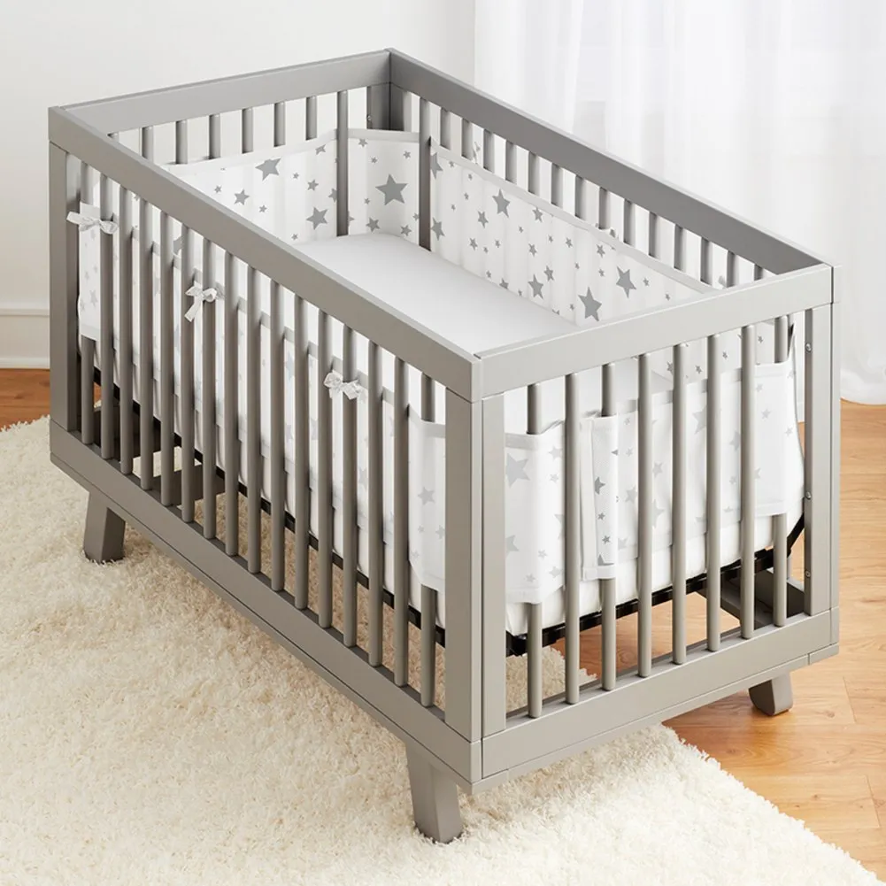 BreathableBaby Classic Mesh Crib Liner - Star Light White & Gray