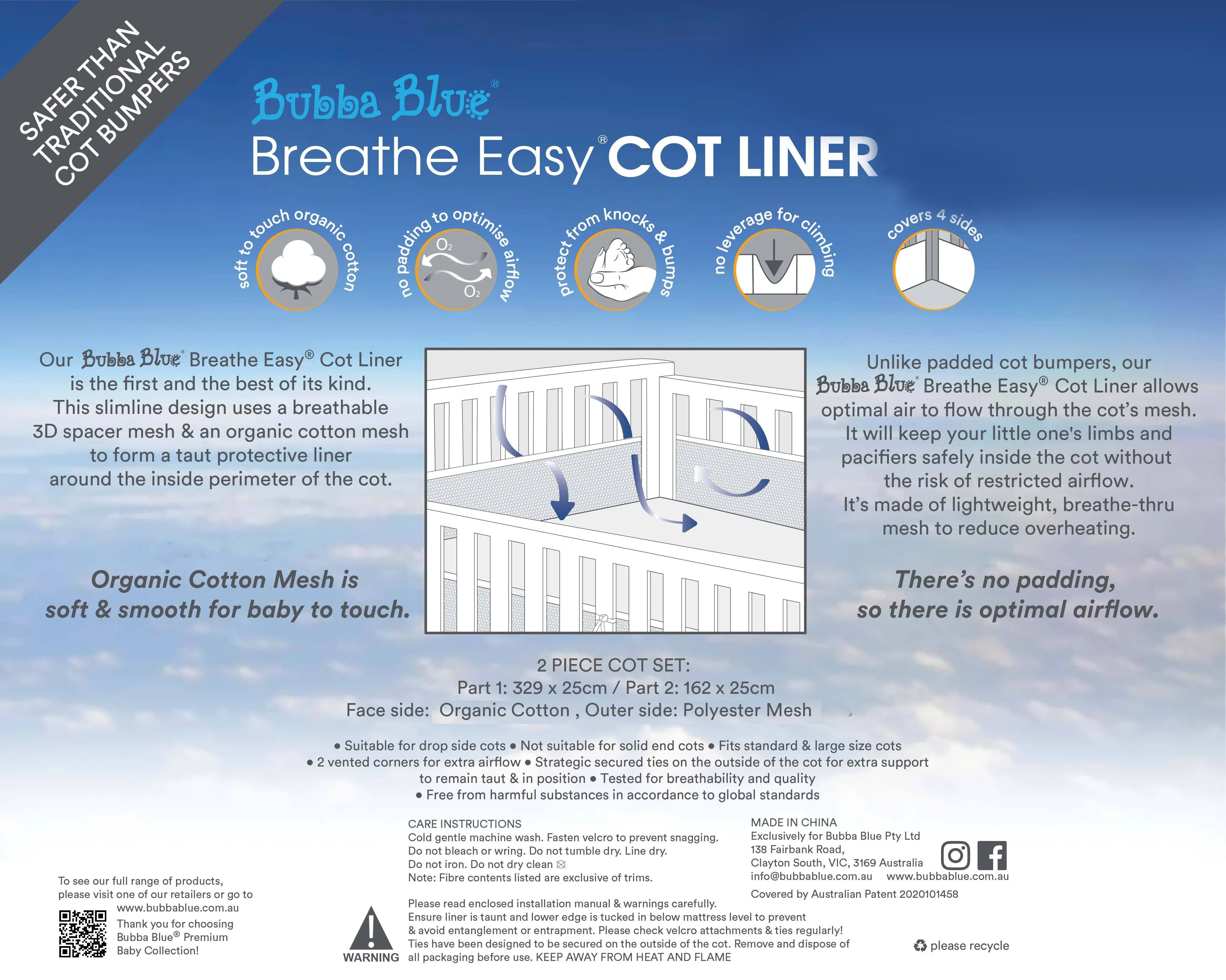 Breathe Easy® Cot Liner - White