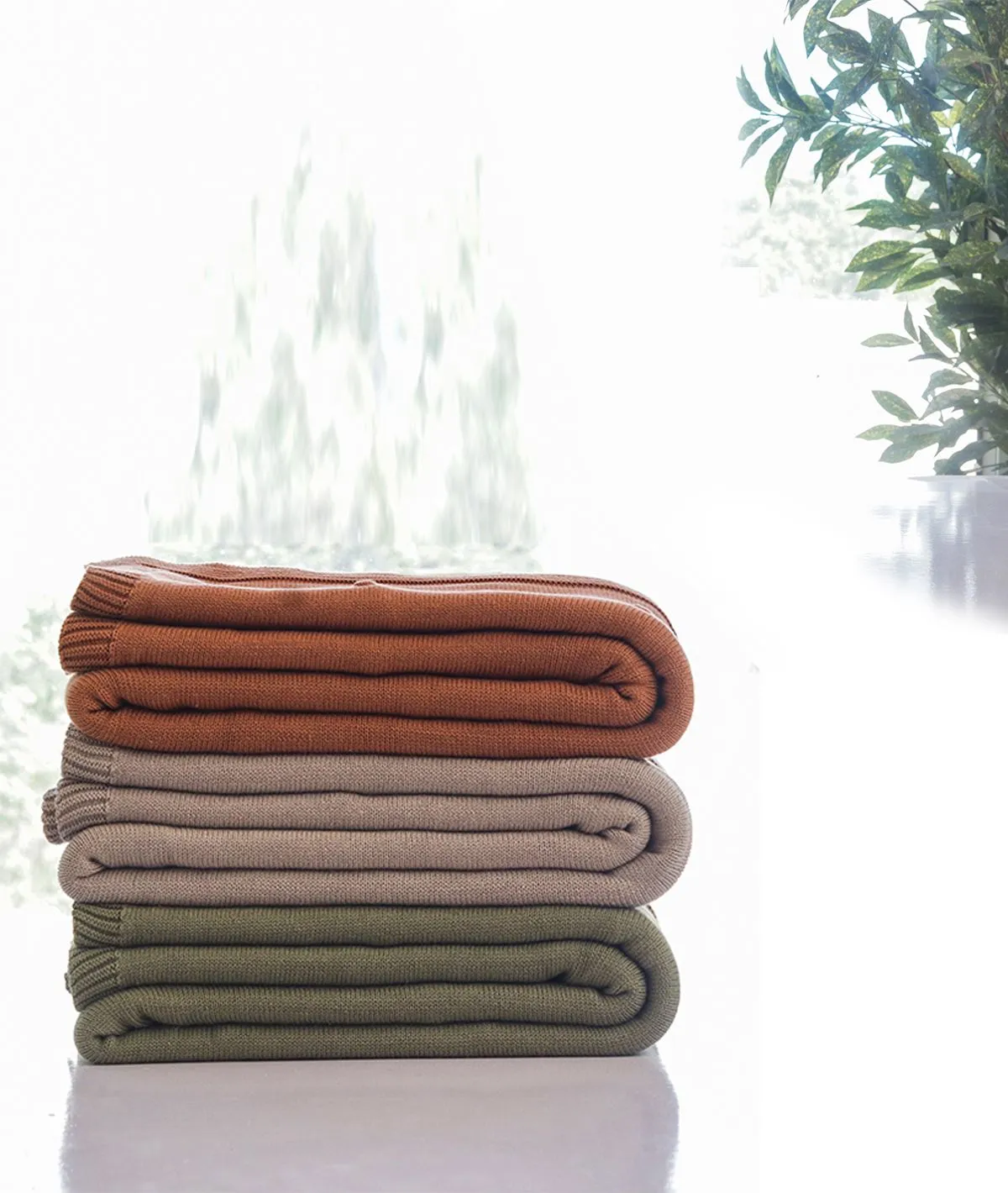 Bubble - Sandy Brown Pure Cotton Knitted All Season Ac Throw Blanket