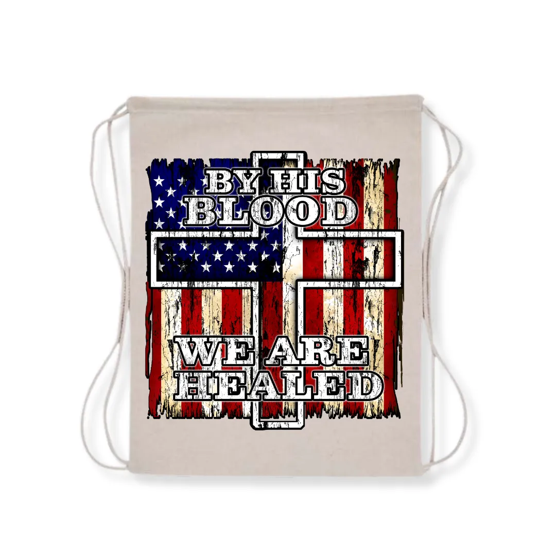 By His Blood We Are Healed Drawstring Bag (3 Colors)