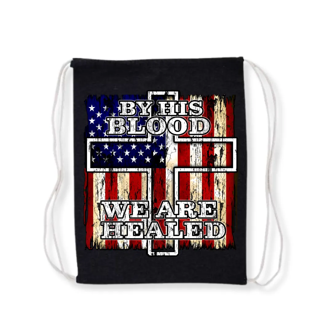 By His Blood We Are Healed Drawstring Bag (3 Colors)