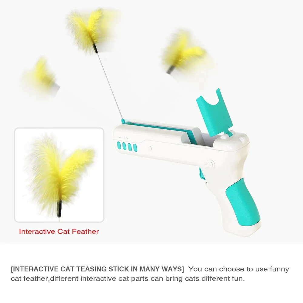 Cat Toy with Feather & Ball, Cat Stick Gun