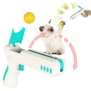 Cat Toy with Feather & Ball, Cat Stick Gun