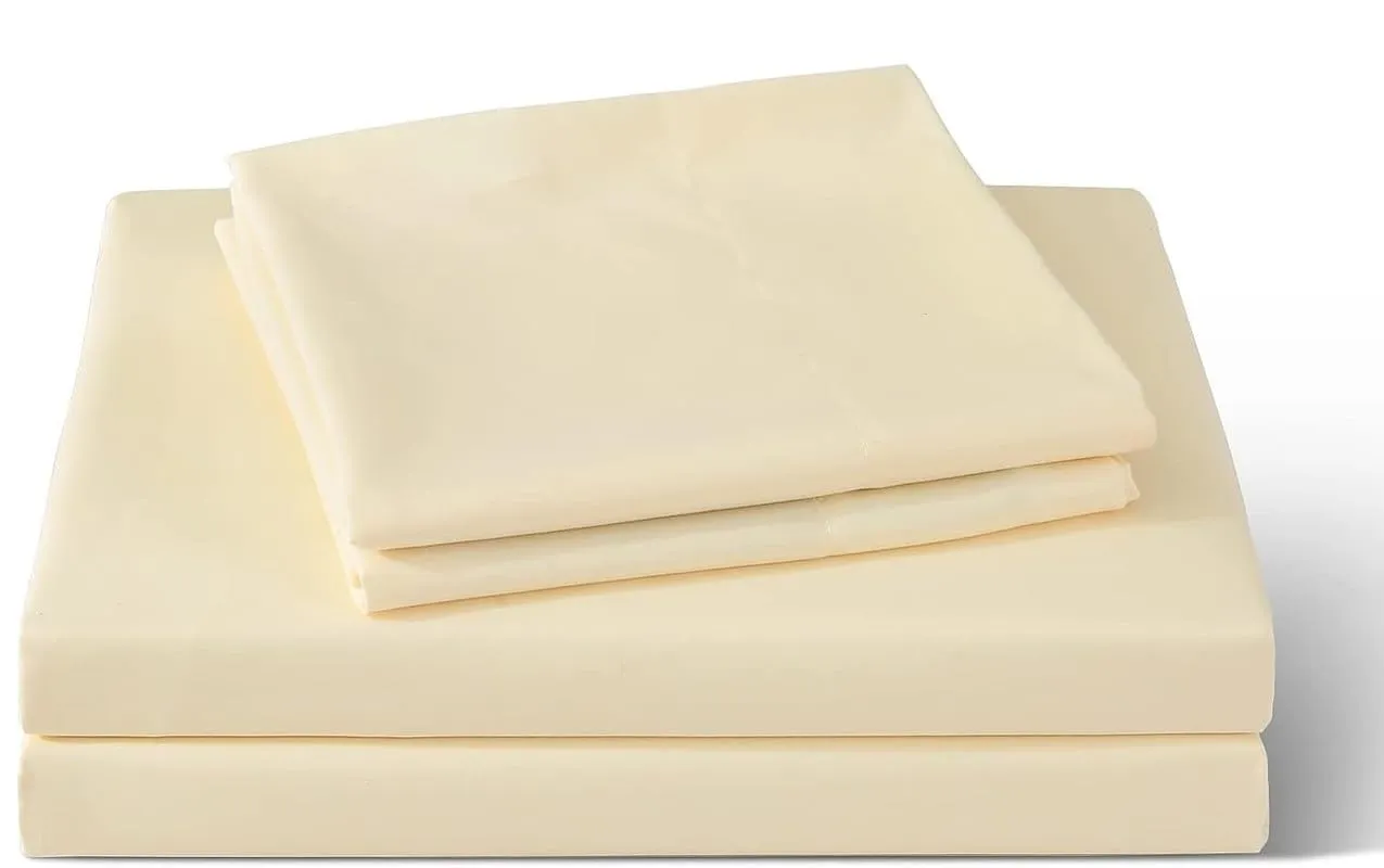 CULTIVER Bedsheet for Double Bed, Solid Colour King Size with 2 Pillow Covers, Queen Plain Colour Bedsheet Ultra Soft Brushed Micro Fabric Shrink & Fade Resistant (90x100 Inches, Beige Color)