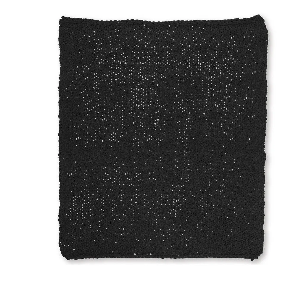 Deon Throw Blanket Set of 3, Hand Knitted Soft Chenille, Black Finish By Casagear Home