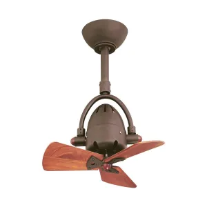 Diane 16 Inch Oscillating Directional Ceiling Fan, Textured Bronze with Mahogany Blades