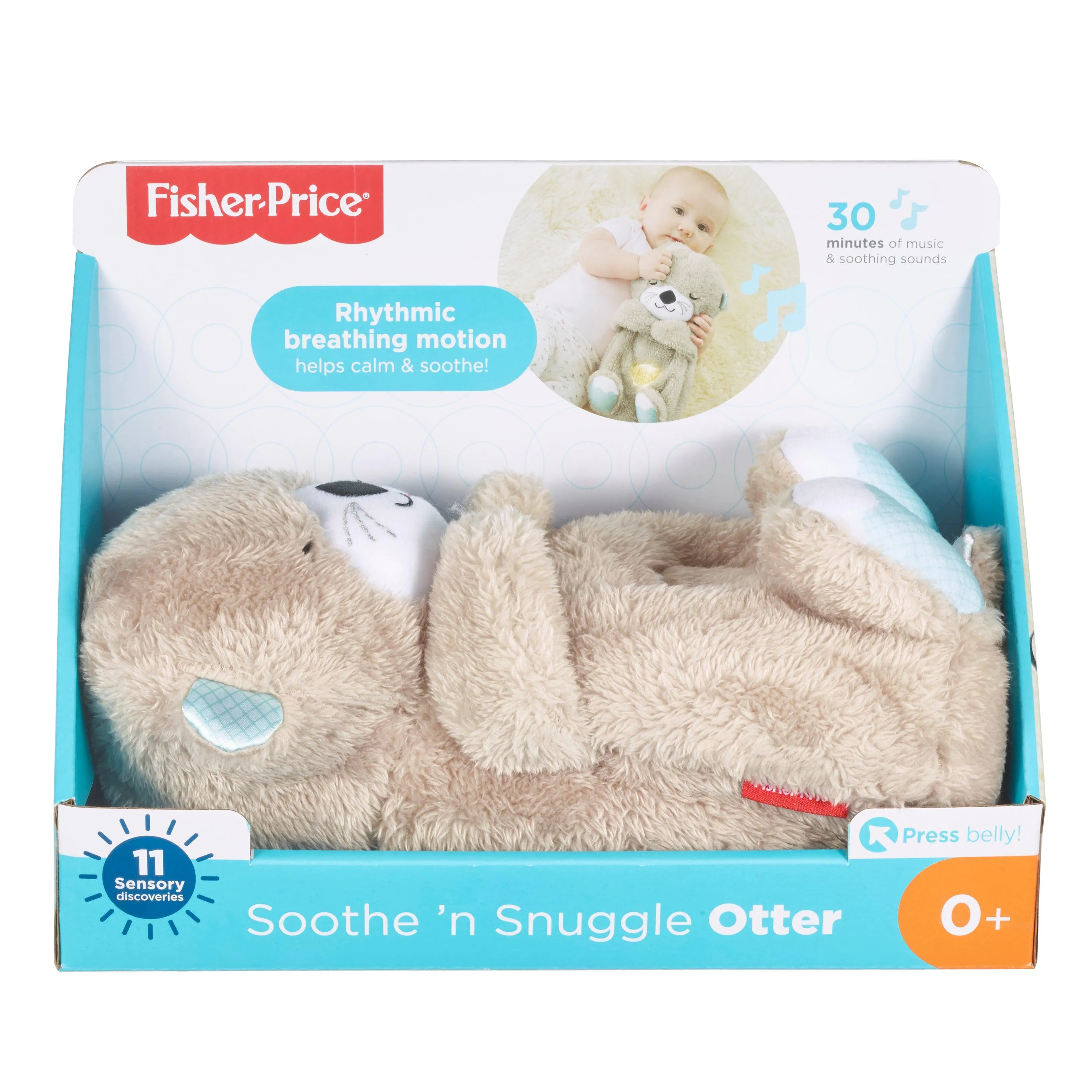 Fisher-Price Soothe N Snuggle Otter - Soothing Toy with Light, Music and Breathing Motion for Infant & Toddlers