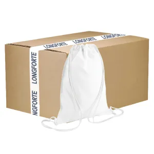 FULL CARTON - 50 x WHITE DRAWSTRING Bags - PLAIN WHITE -  31cm x 50cm