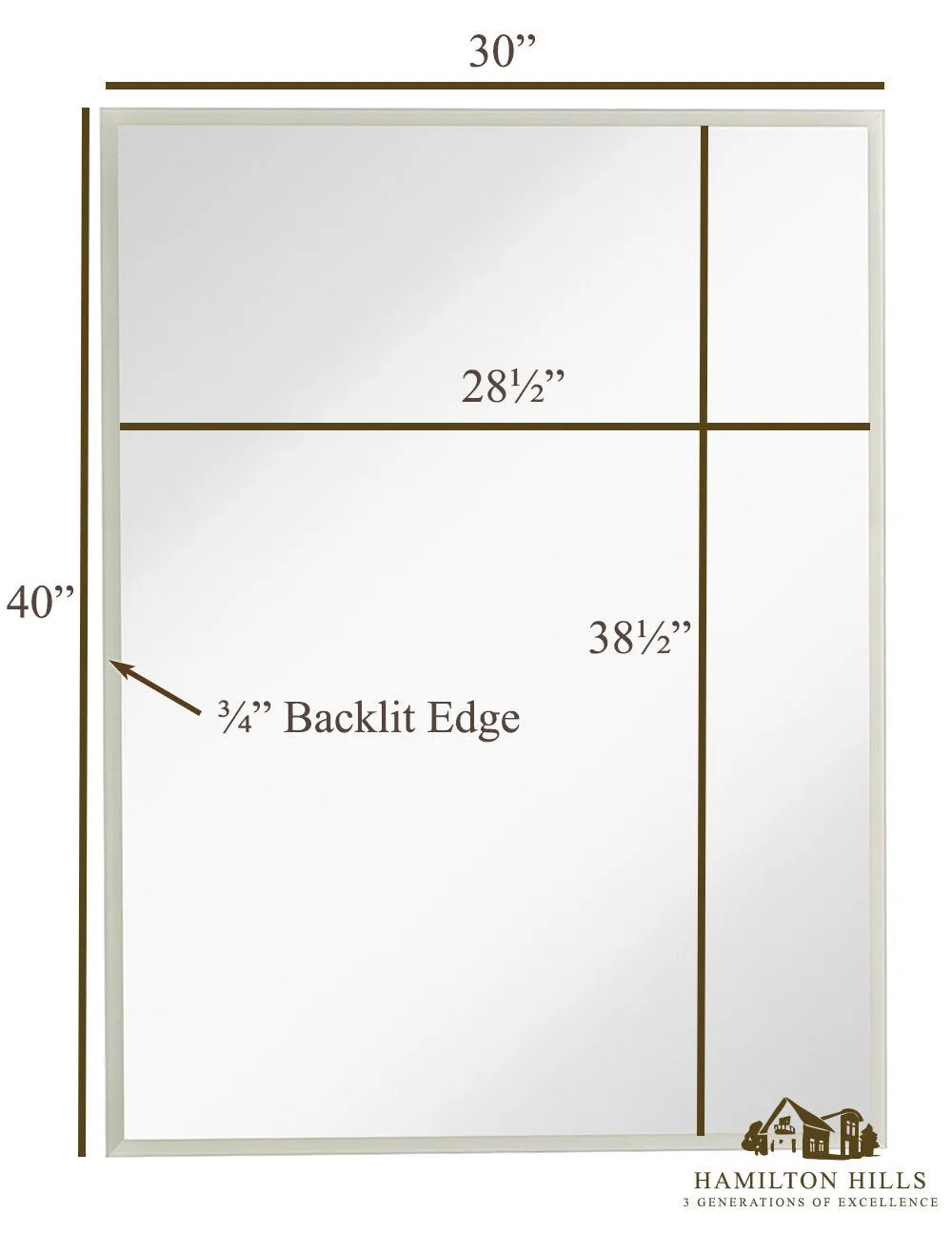 Global Frameless Mirror with Lights | Lighted Edge Backlit LED Wall Mirror | Contemporary