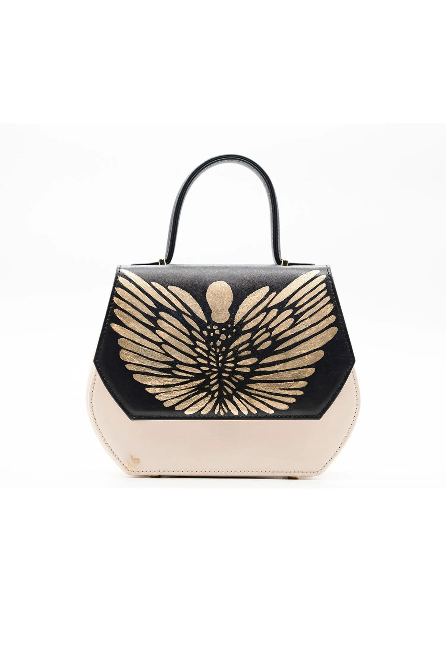 Golden Black Leather Bag - Nart