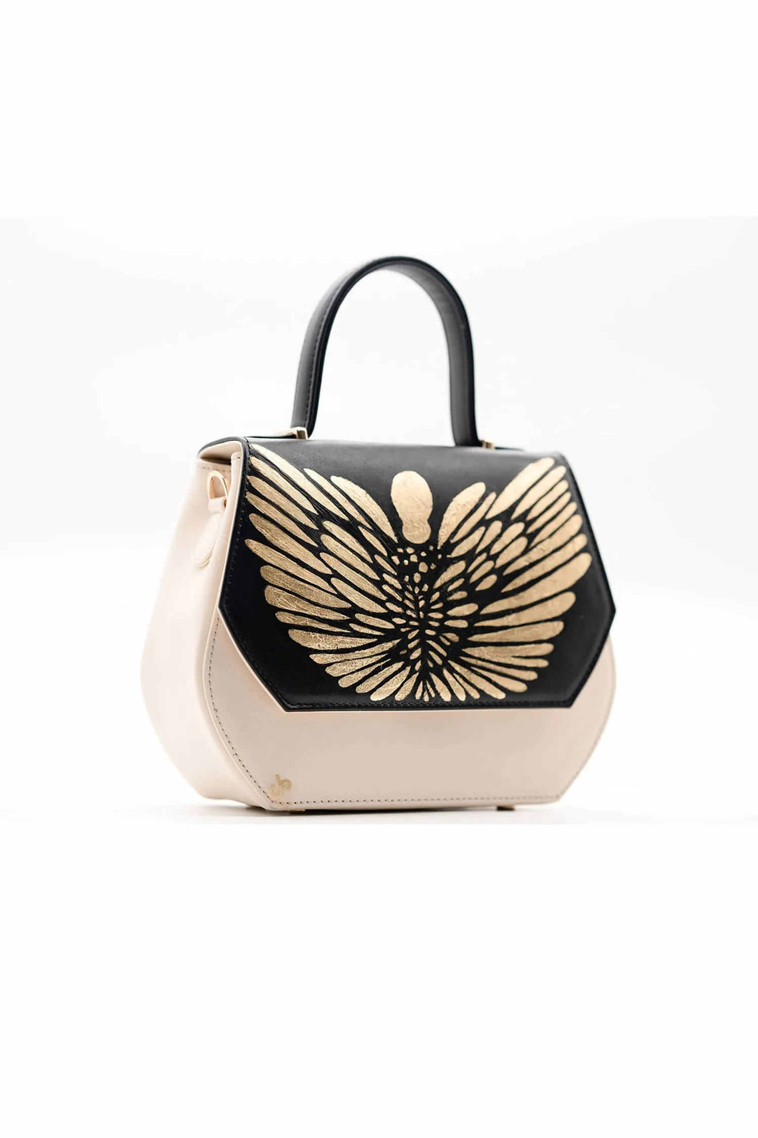 Golden Black Leather Bag - Nart