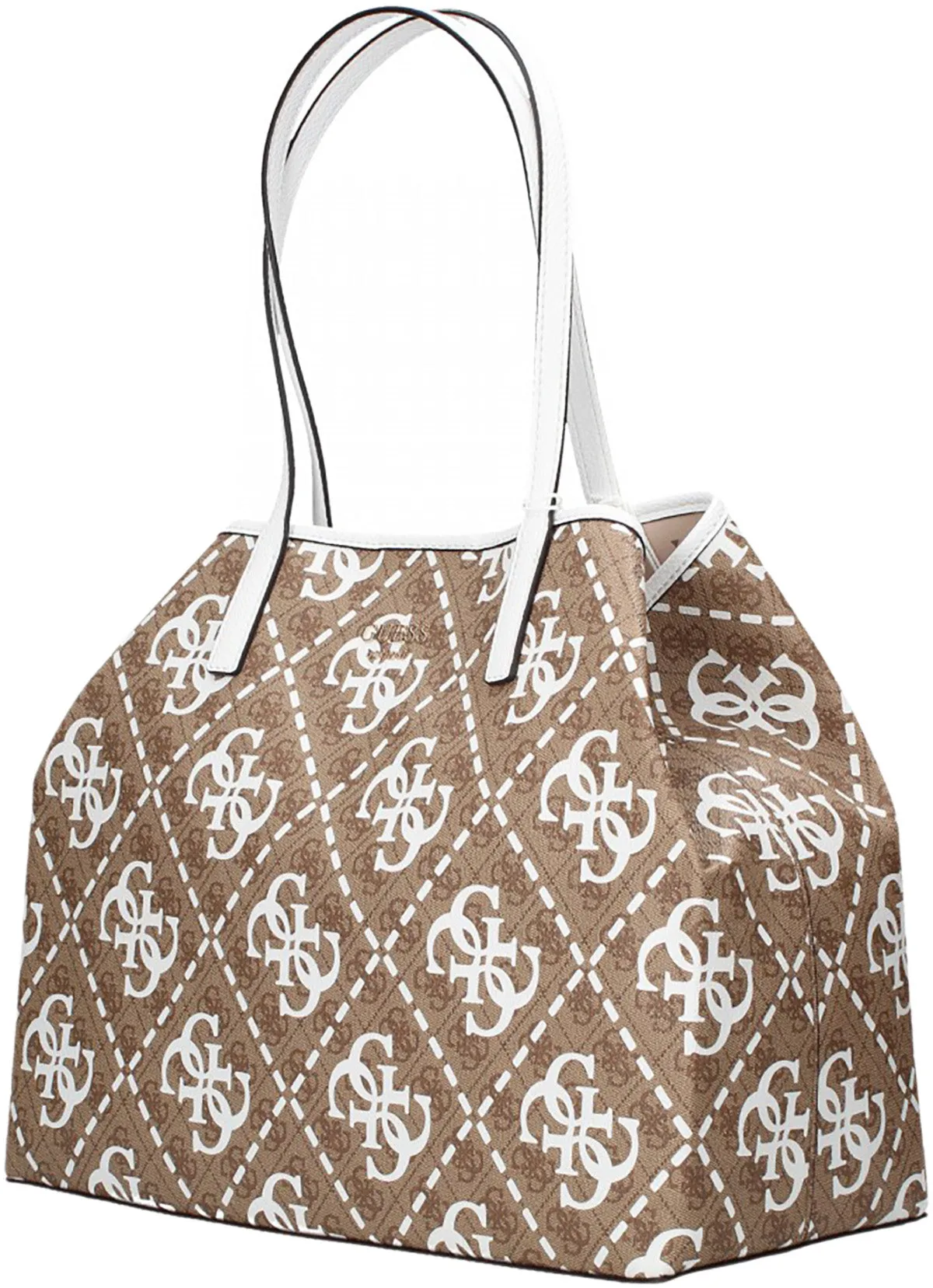 Guess Vikky Large Tote Bag In Lattee For Women