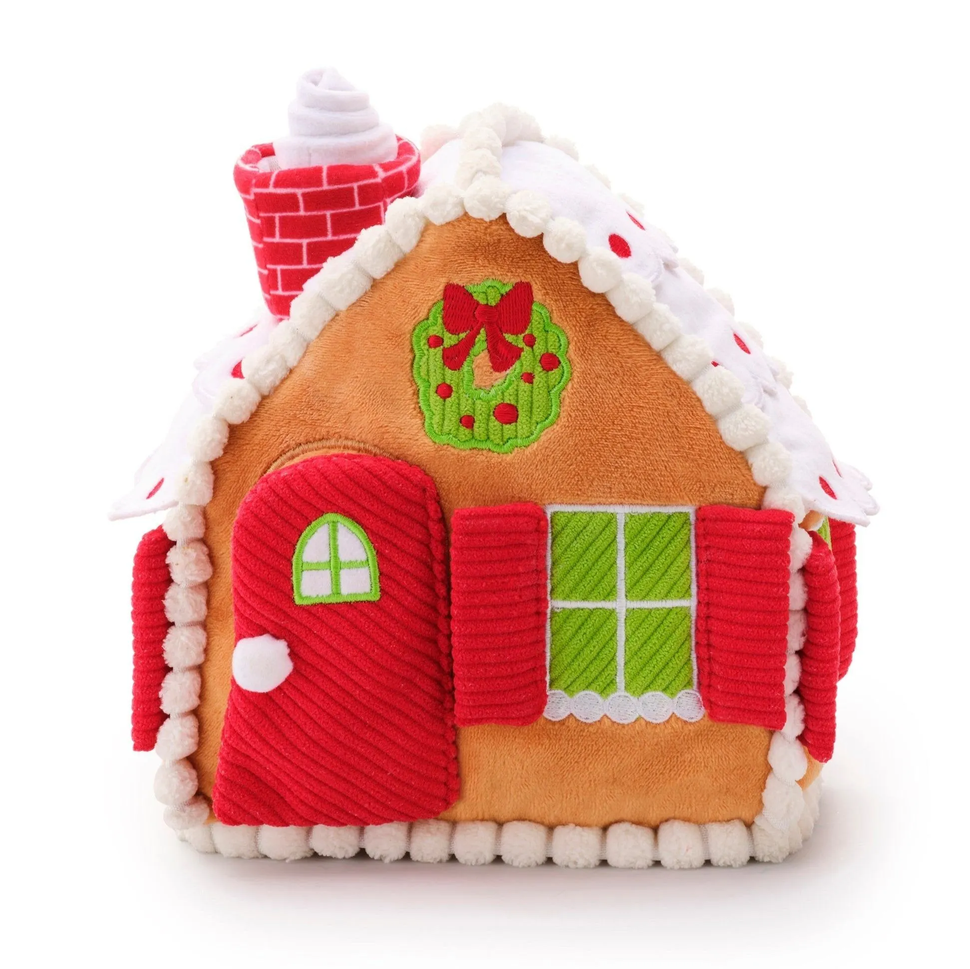 Holiday Squeaky Plush Interactive Snuffle Dog toys, Gingerbread House