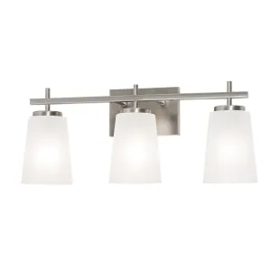 Joanna 23 in. 3 Lights Vanity Light Satin Nickel Finish White Shade