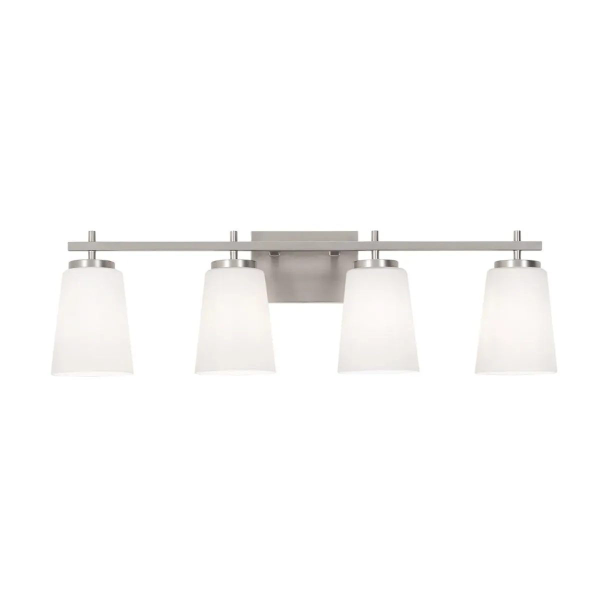 Joanna 32 in. 4 Lights Vanity Light Satin Nickel Finish White Shade