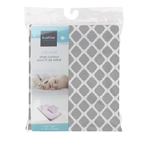 Kushies Baby Fitted Crib Sheet Color Grey Lattice