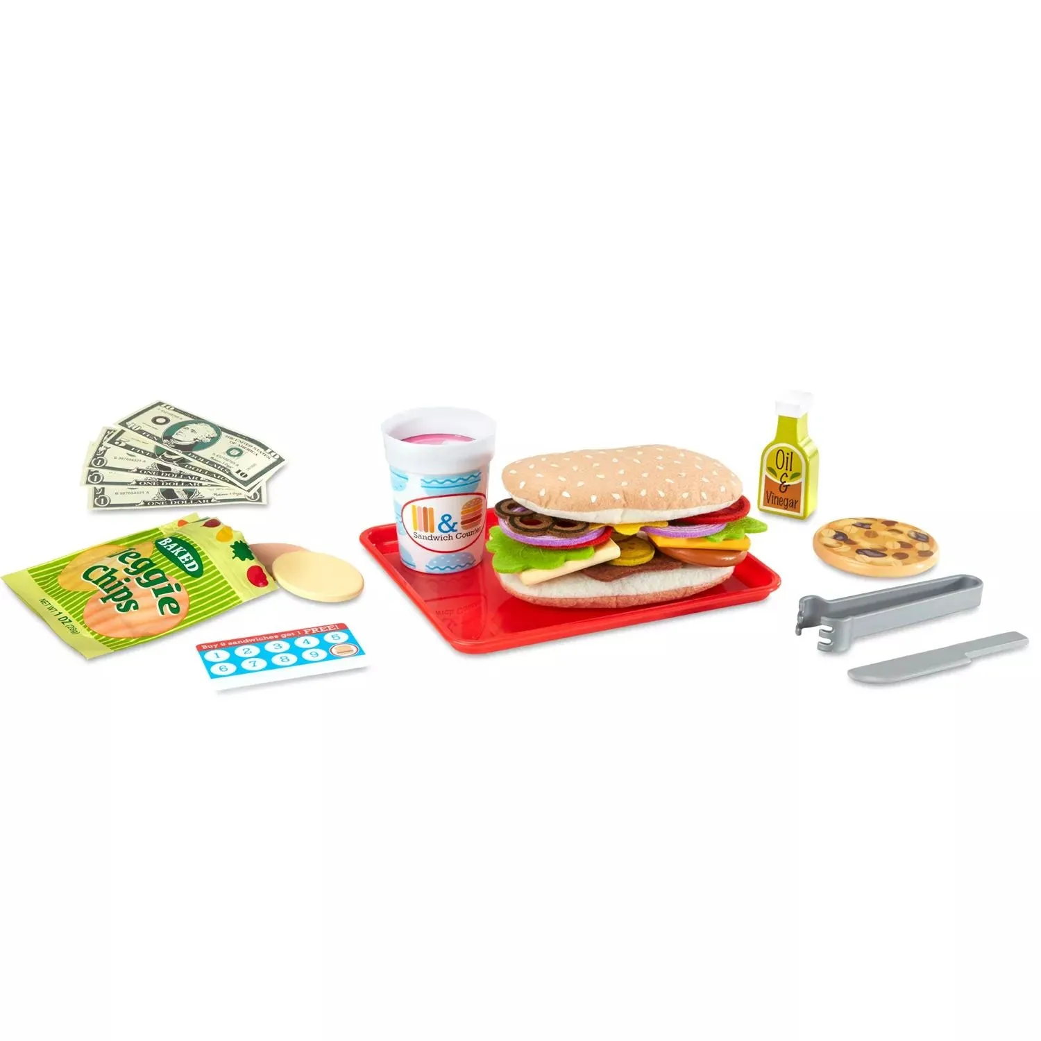 Melissa & Doug Wooden Sandwich Stand with Deli Slicer - 56 Pieces for Melissa & Doug Role Play