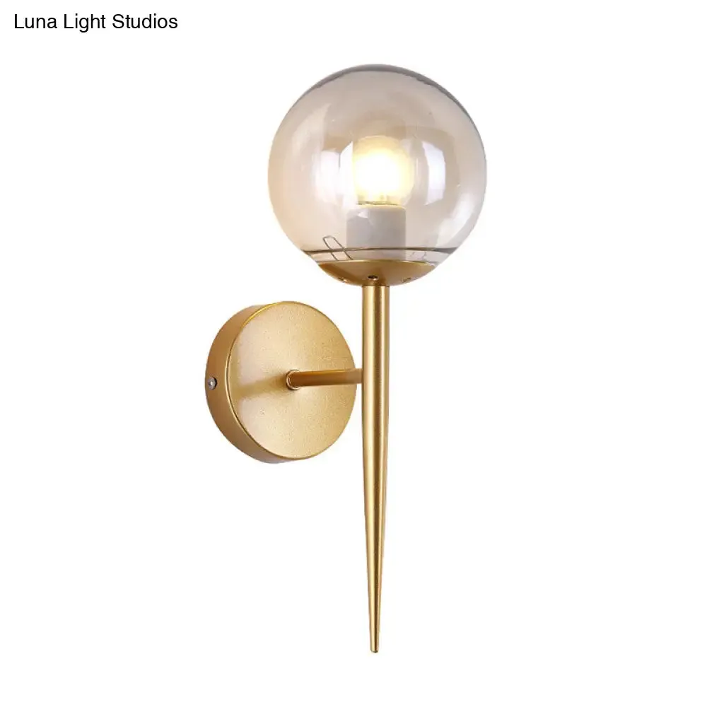 Modern Black/Gold Round Glass Wall Sconce for Bedroom Lighting