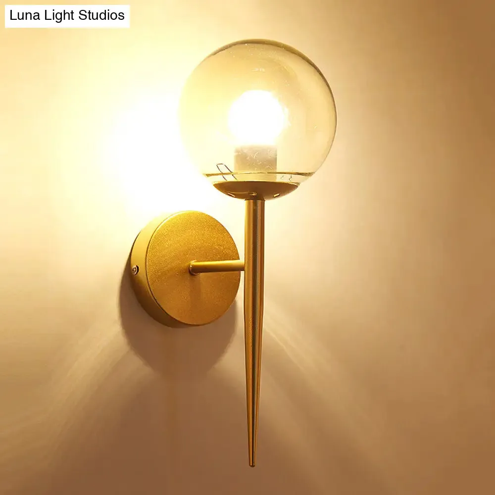 Modern Black/Gold Round Glass Wall Sconce for Bedroom Lighting