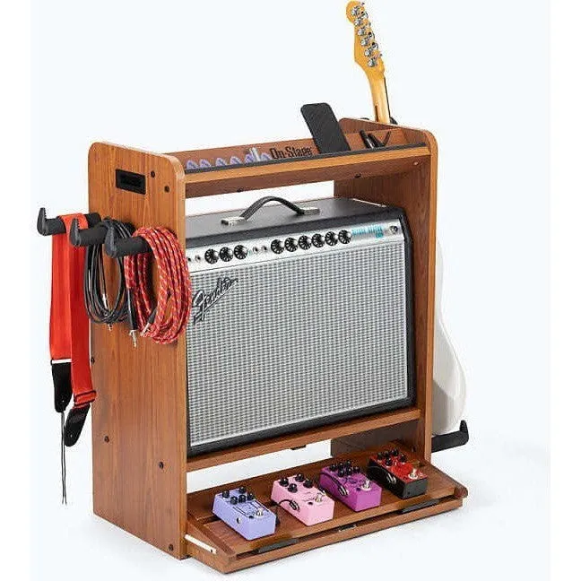 Onstage Modular Guitar Workstation Amp / Guitar Stand And Pedalboard - Rosewood