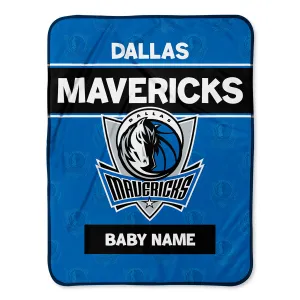 Personalized Dallas Mavericks Emblem Baby Pixel Fleece Blanket