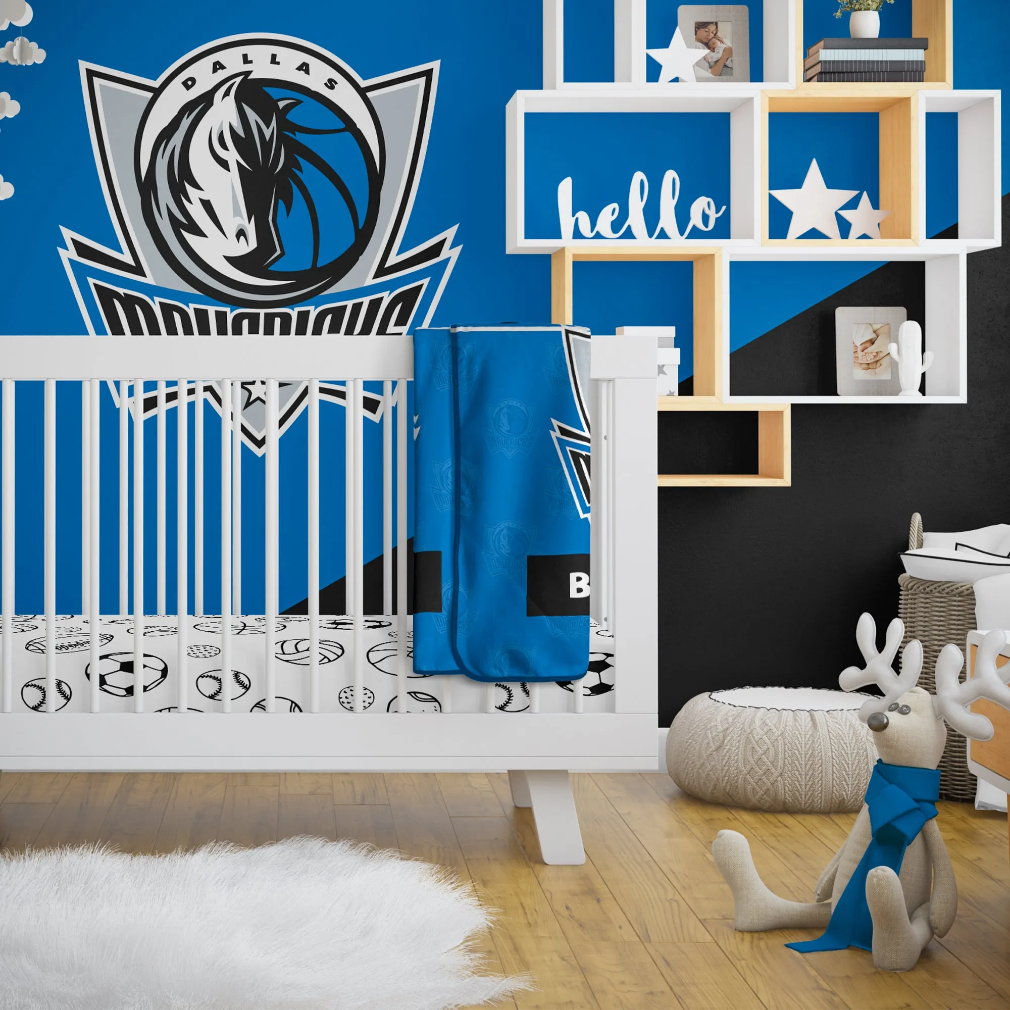 Personalized Dallas Mavericks Emblem Baby Pixel Fleece Blanket