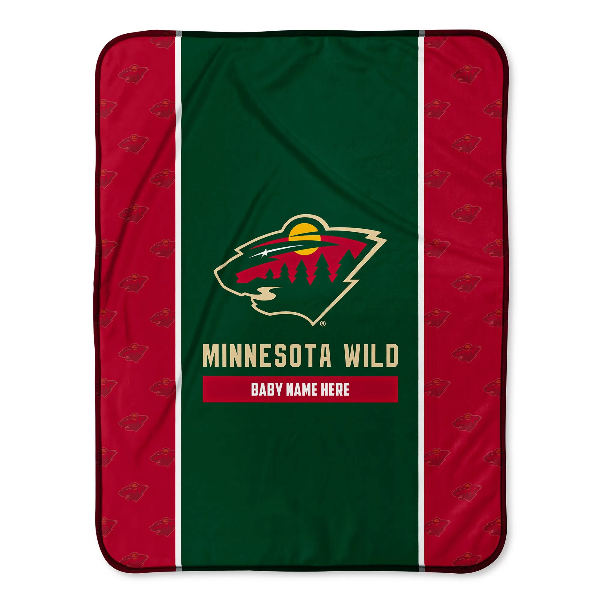 Personalized Minnesota Wild Icon Baby Pixel Fleece Blanket