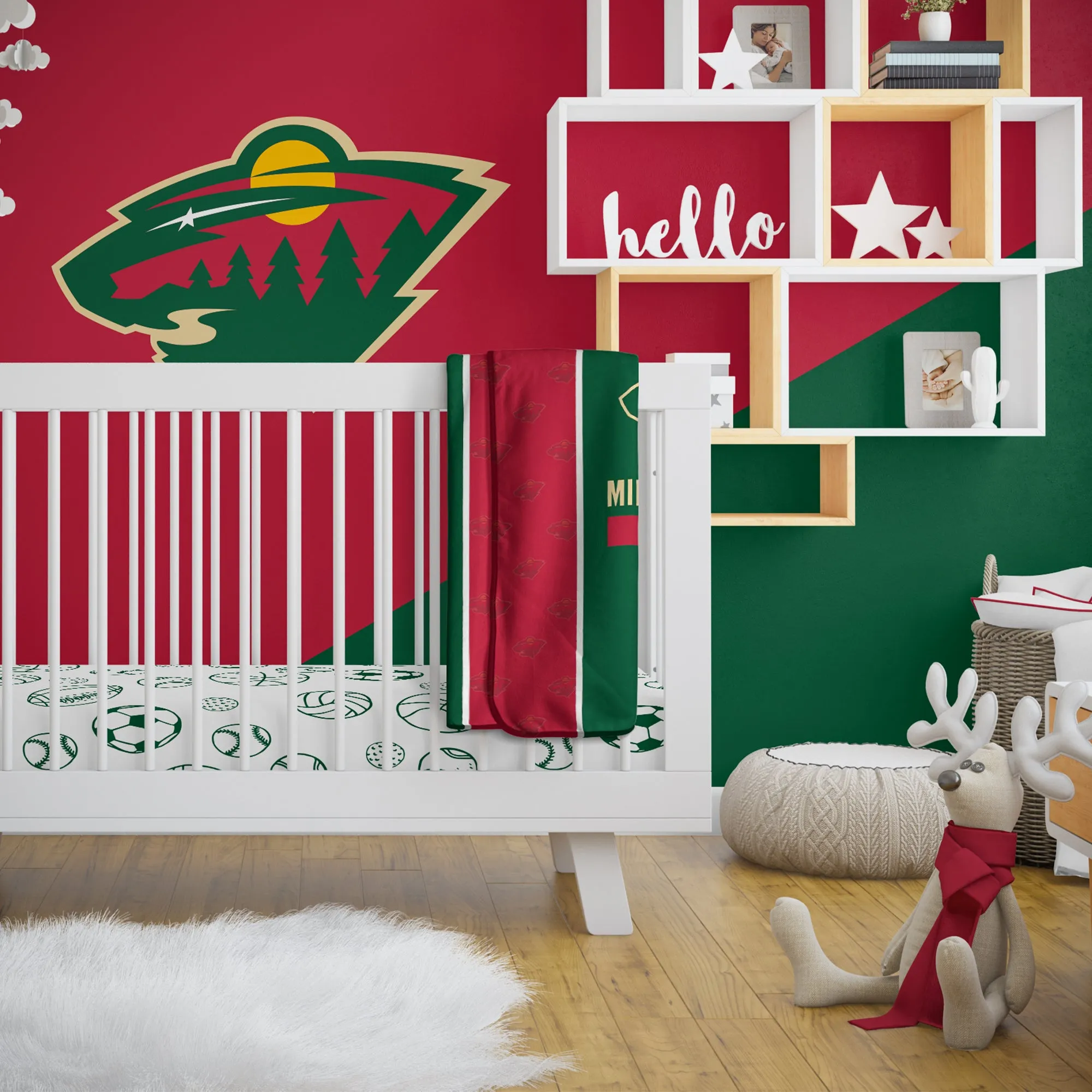 Personalized Minnesota Wild Icon Baby Pixel Fleece Blanket