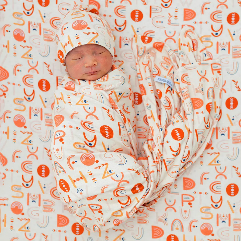 Posh Peanut Alphabet Medley Swaddle & Beanie Set