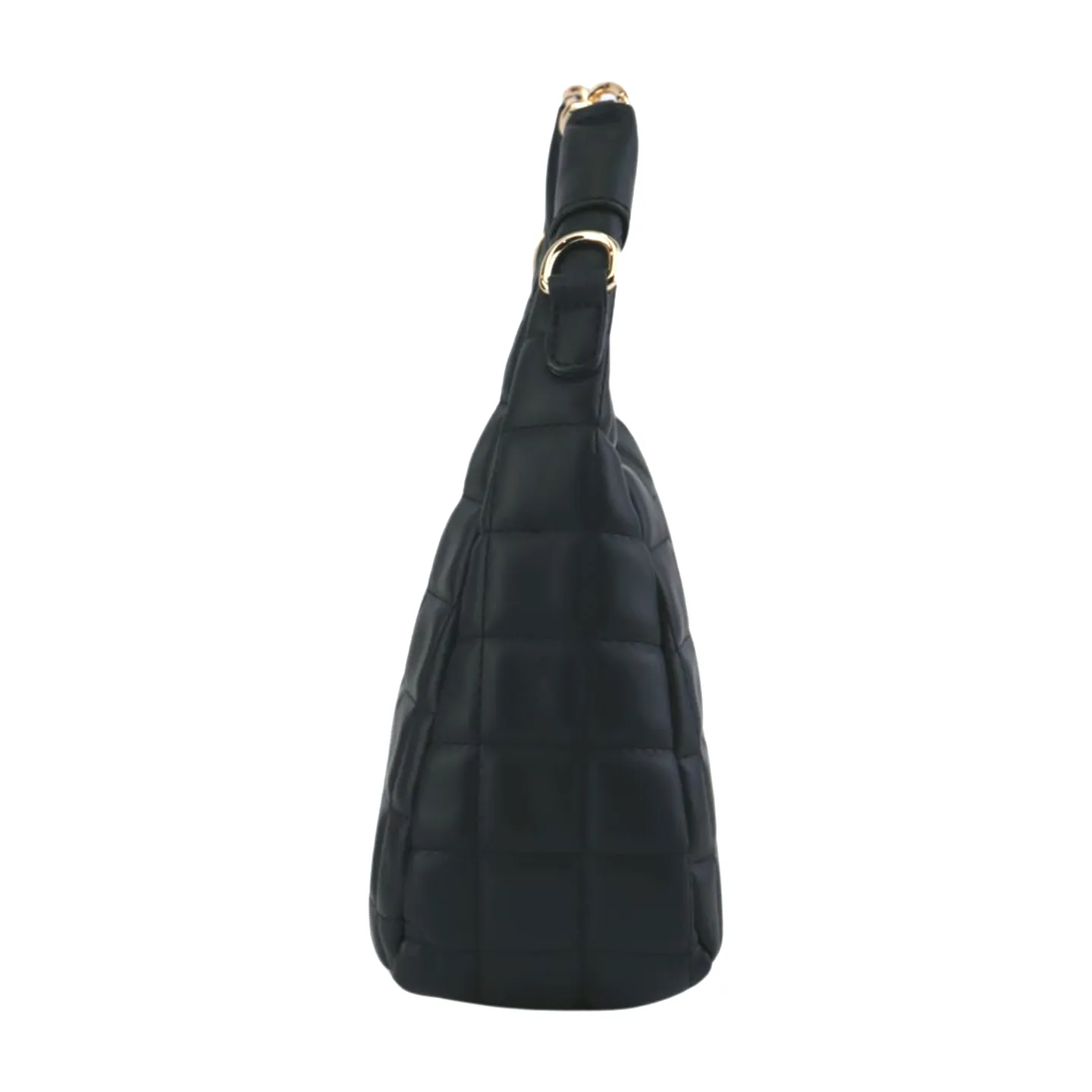 Quilted Hobo Bag with Gold Chain Handle and Shoulder Strap