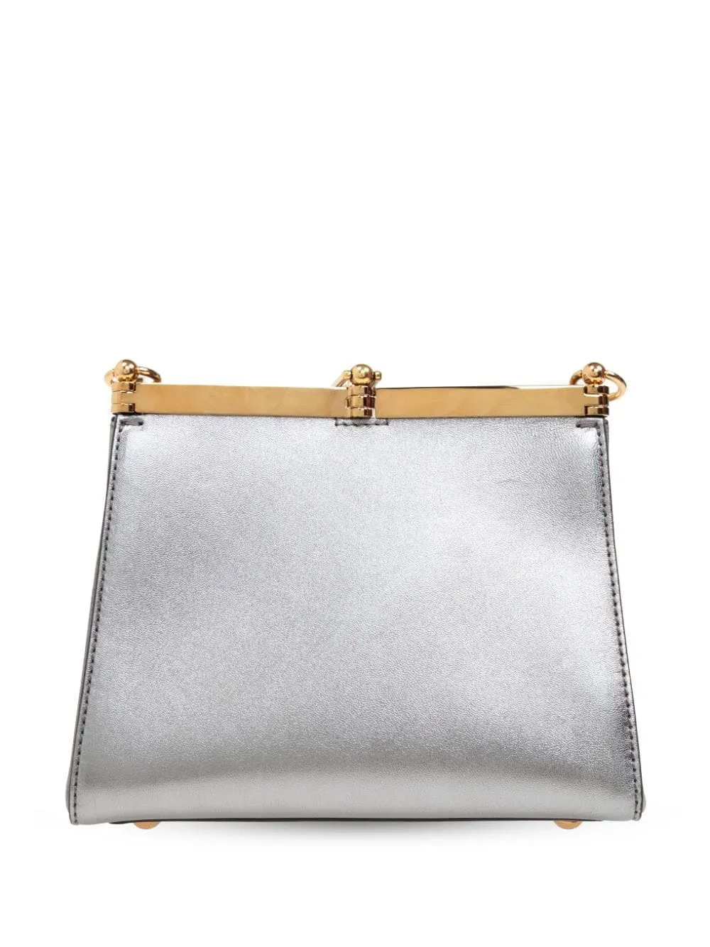 Silver-tone Calf Leather Shoulder Bag