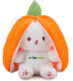 Storescent Reversible Carrot Bunny Plush Toy, Adorable & Versatile Stuffed Animal with Zipper - Soft Rabbit Toy, Pillow & Decorative Gift (Carrot Bunny 35cm)